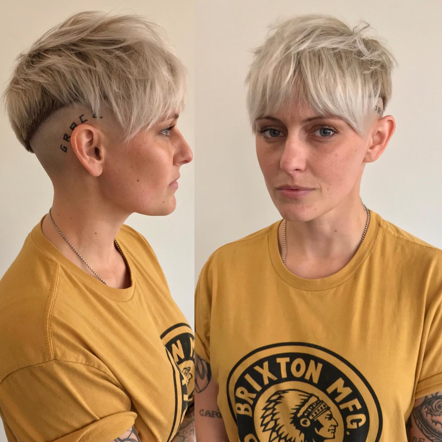 Half-Shaved Choppy Blonde Pixie