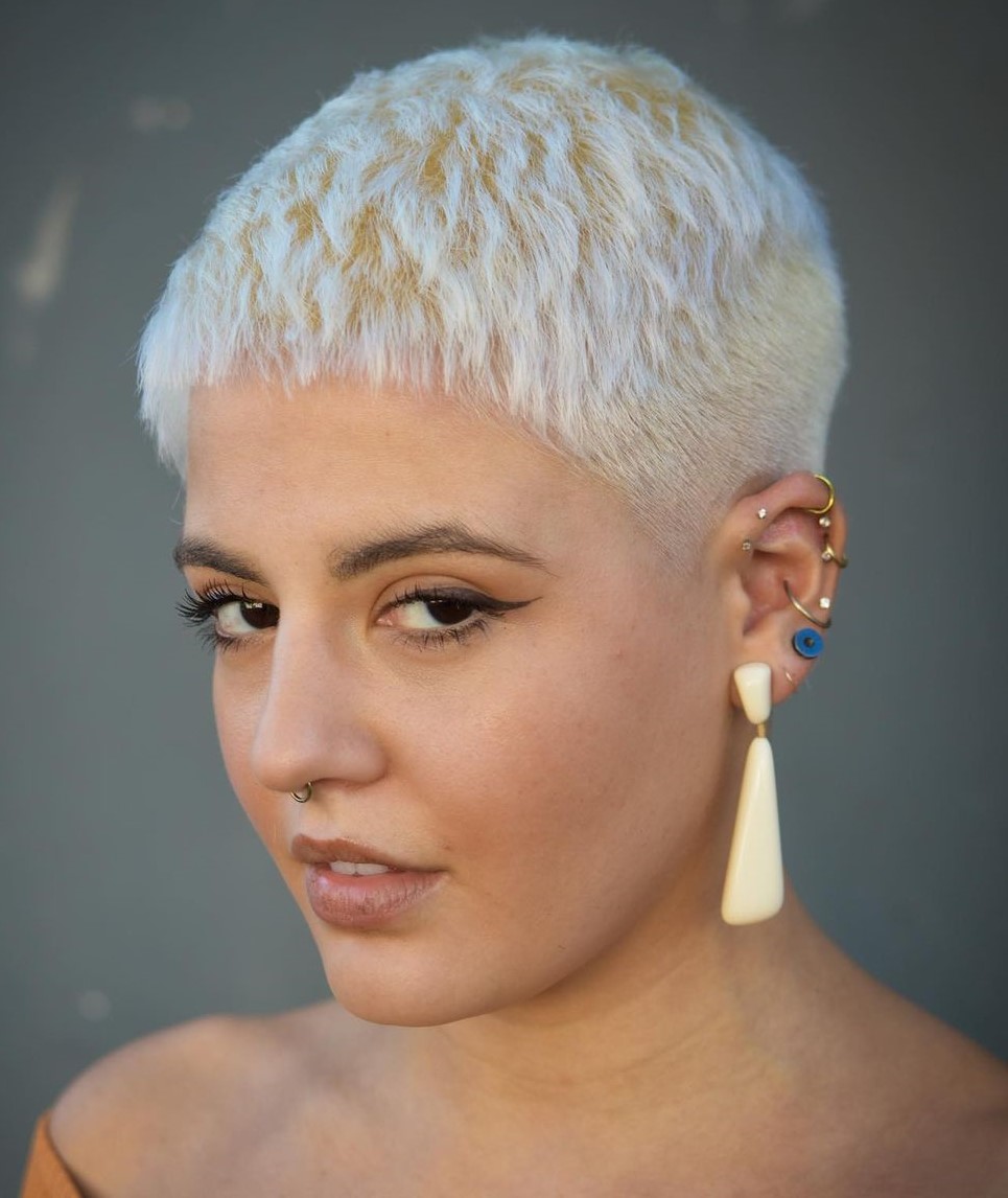 Extra-Short White Blonde Undercut Hairstyle