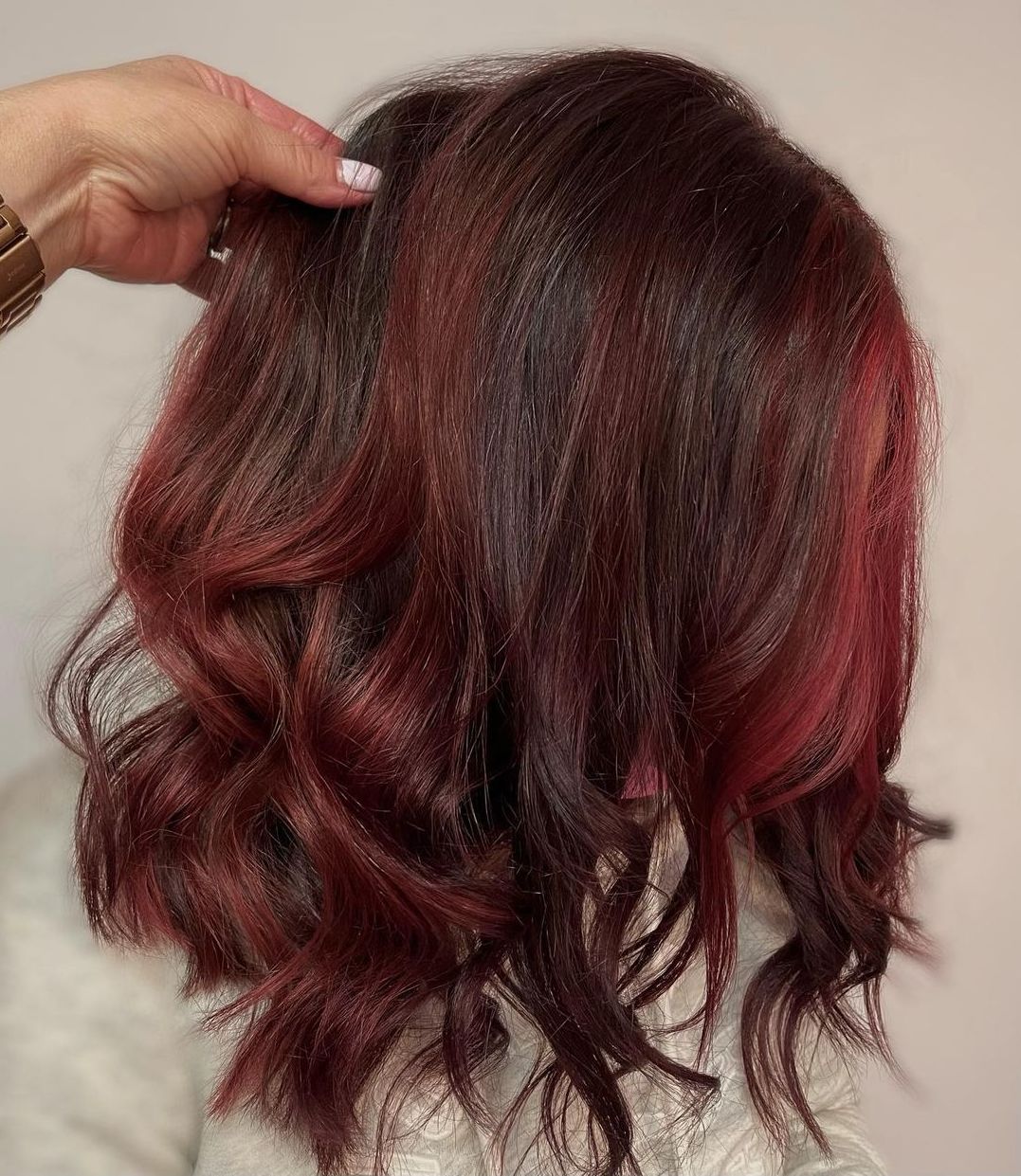 Warm Brown and Burgundy Balayage