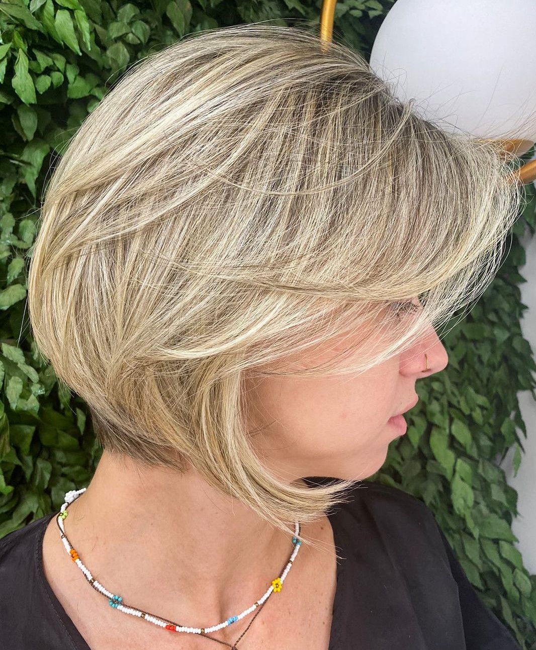 Short Blonde Bob with Swoopy Layers