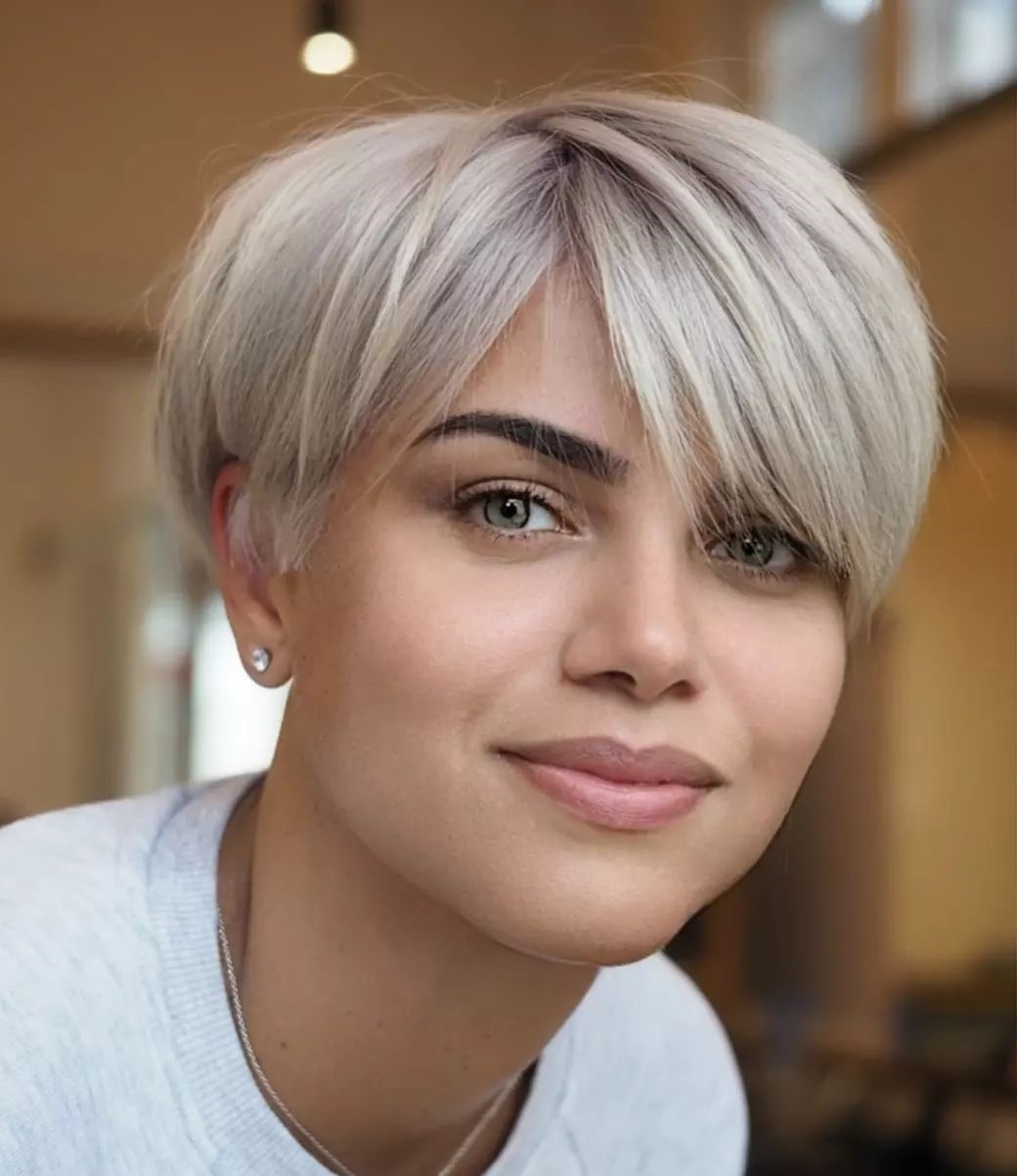 Silver Blonde Undercut Pixie for Round Faces