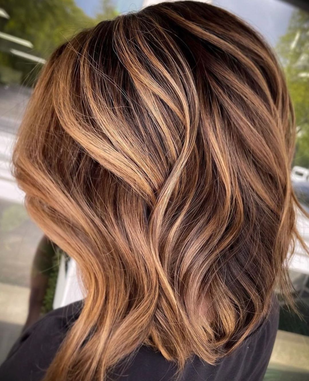 Caramel Balayage with Chocolate Roots