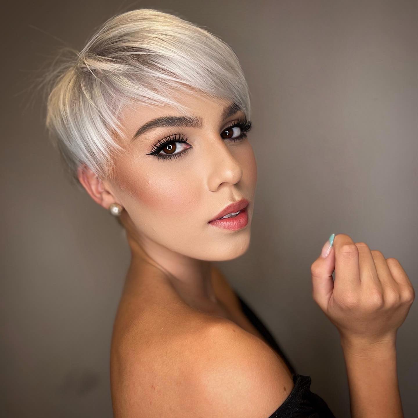 Silver Blonde Wispy Pixie for Straight Hair