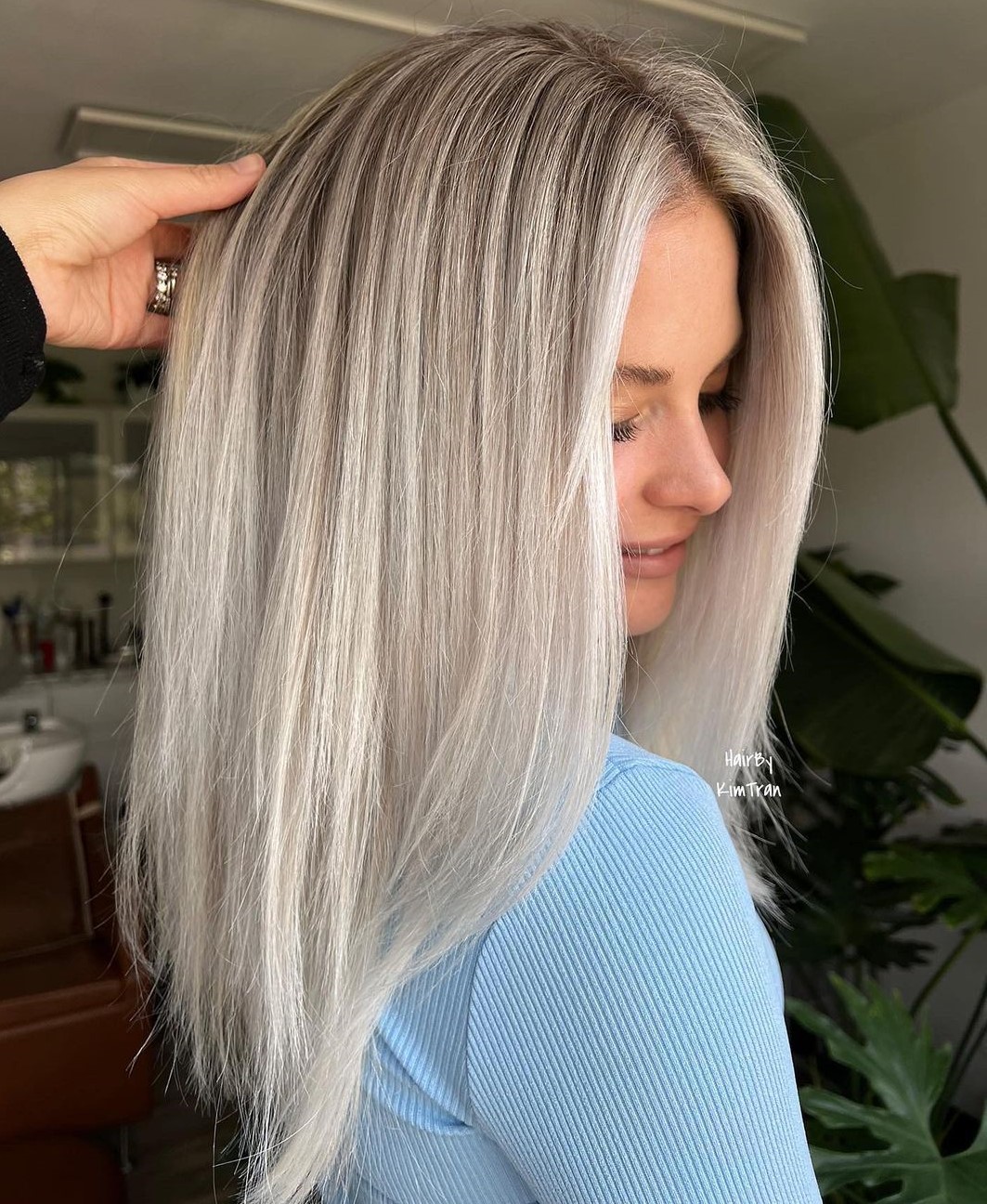 Ashy White Blonde Balayage Look