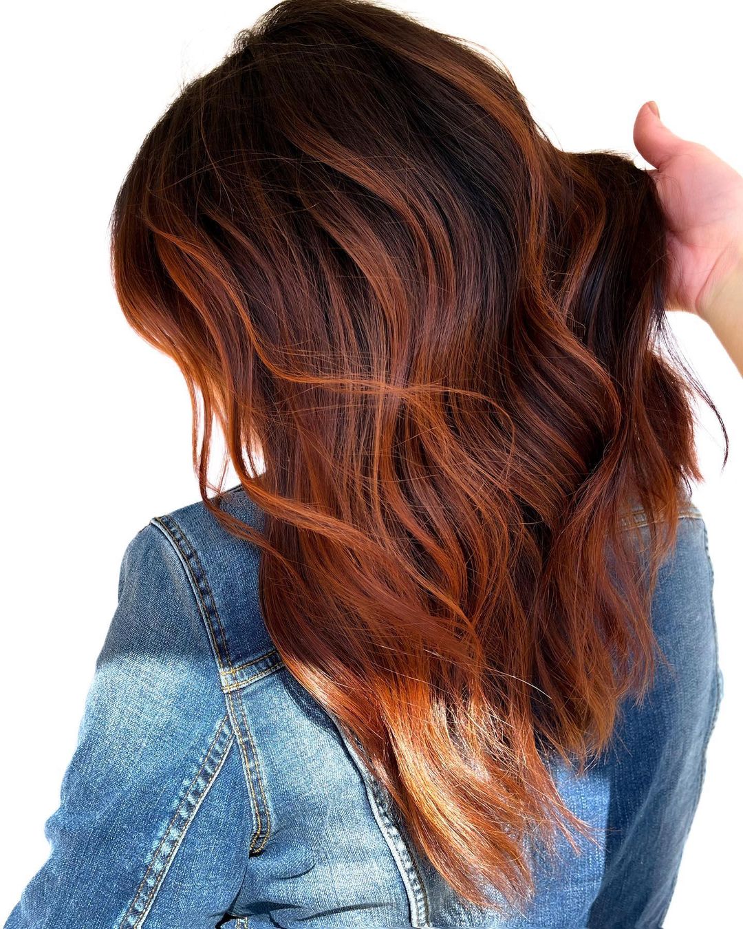 Bright Copper Highlights on Black Hair