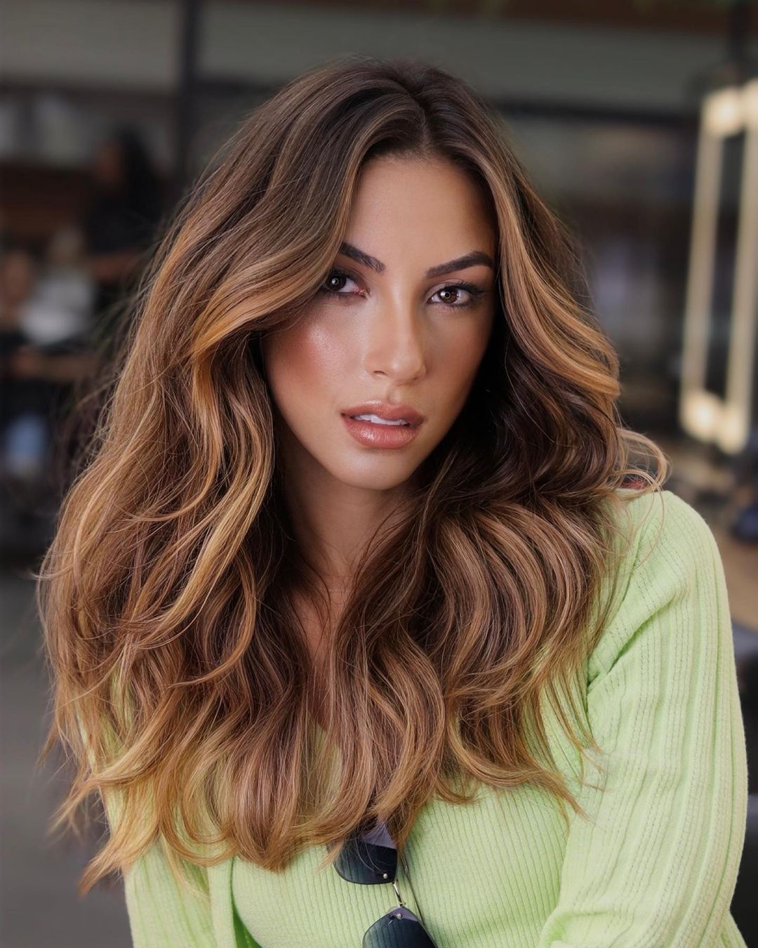 Long Hair with Chic Caramel Balayage