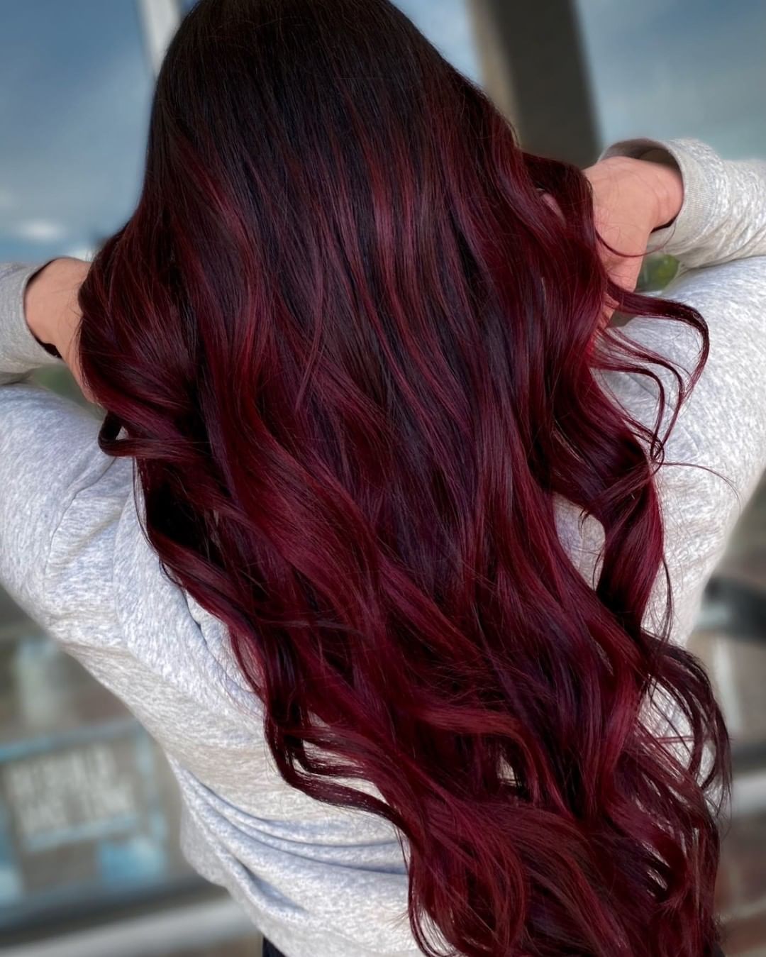 Long Burgundy Black Waves